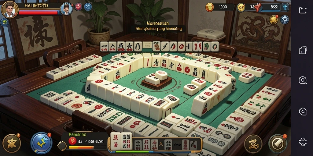 Screenshot HALIMTOTO menampilkan gameplay Mahjong yang menarik.