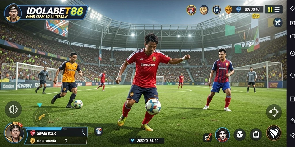 Screenshot gameplay IDOLABET88 yang menampilkan aksi pertandingan sepak bola.