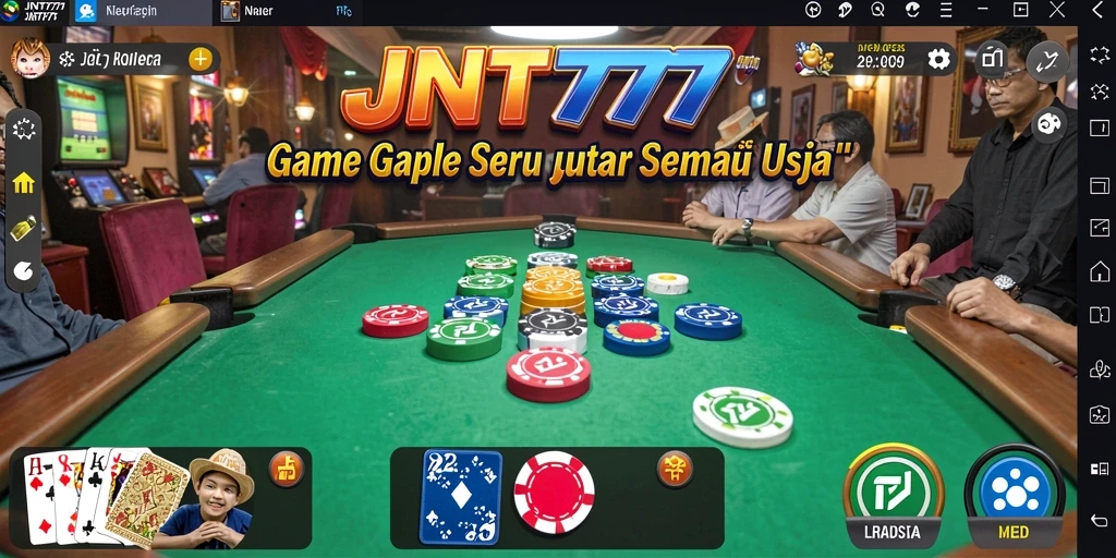 Screenshot gameplay JNT777 menunjukkan suasana seru bermain Gaple.