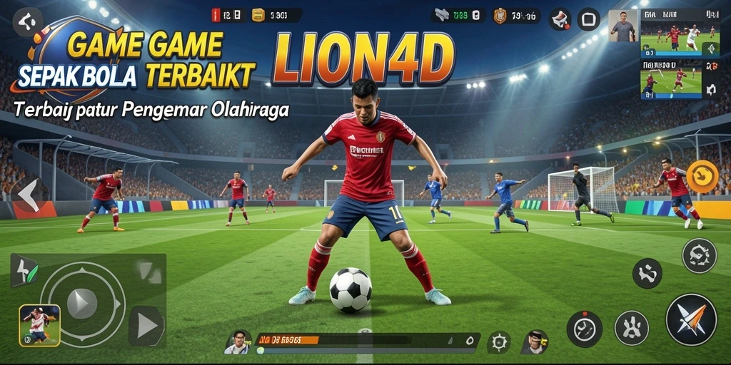 Tampilan gameplay seru dari LION4D dengan aksi sepak bola yang mendebarkan.