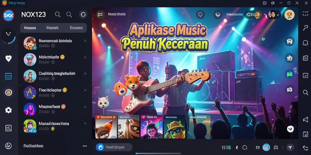 Tampilan menarik dari gameplay NOX123 dalam menjelajahi musik.
