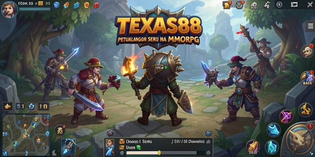 Screenshot gameplay TEXAS88 yang menampilkan pertempuran seru antar karakter.