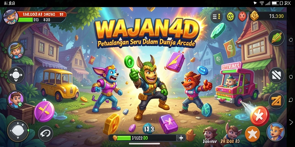 Screenshot utama WAJAN4D menunjukkan gameplay yang dinamis dan penuh warna.